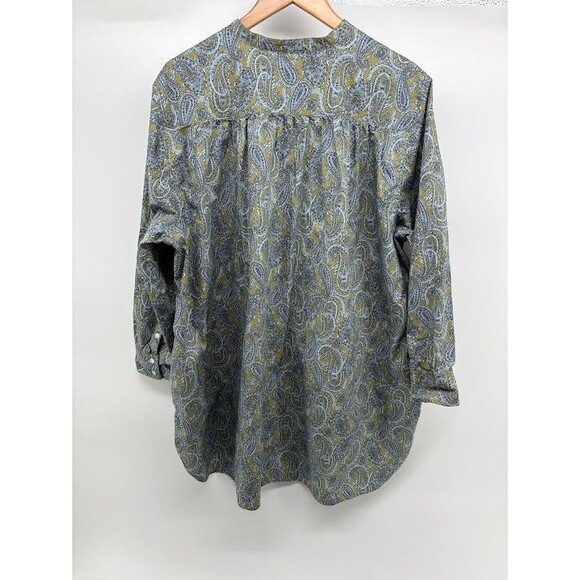Land's End Women's 2X Paisley Button Down Tunic Top Mock Neck Has Pockets - Picture 7 of 8